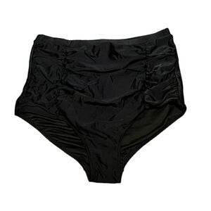 NWT Bonneuitbebe Women’s Black Ruched High Waisted Swim Bottoms, Size L